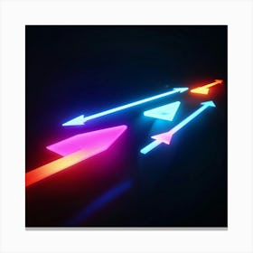 Abstract Navigation Arrows Glowing Neon Colors Against A Dark Gradient Background Suggested Moveme (3) Canvas Print