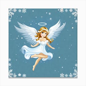 Angel With Snowflakes Canvas Print