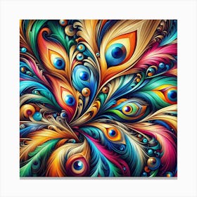 Colorful Peacock Feathers, Abstract Canvas Print