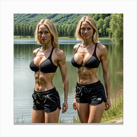 Two Beautiful Women In Bikinis Canvas Print