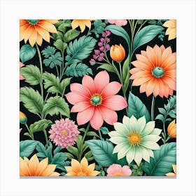 Seamless Floral Pattern 16 Canvas Print