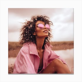 Girl In Pink Sunglasses Canvas Print