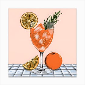 Aperol Spritz Cocktail Illustration Canvas Print