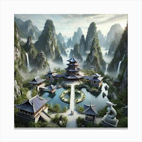 A Majestic View Of The Harmony Courtyard S Locatio Canvas Print