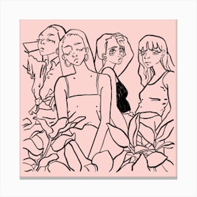 Girls Girls Girls Pink Square Canvas Print