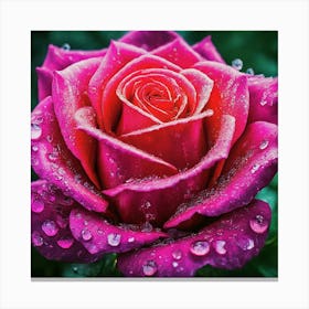 Pink Rose With Raindrops Canvas Print