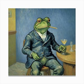 Boozy Beasts and Smoky Shenanigans Frog In A Suit Canvas Print