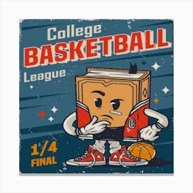 College Basketball League,vintage college poster Canvas Print