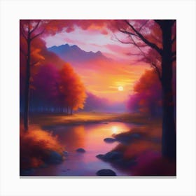 Sunset By The River 3 Canvas Print