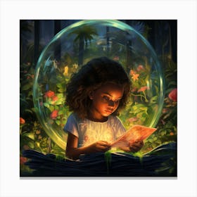 Little Girl Reading A Book 1 Canvas Print