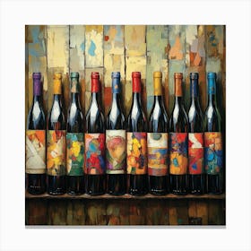 Wine Bottles Art Canvas Print