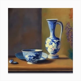 Pottery Blue Details Canvas Print
