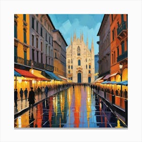 Milan Italy Fauvist Painting Travel Poster Art Print 1 Canvas Print