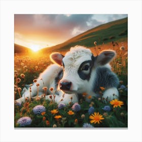 Calf In The Meadow 1 Canvas Print