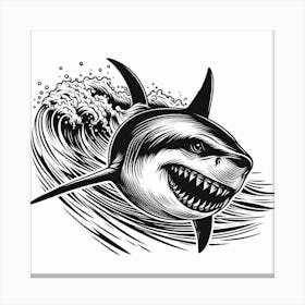 Line Art shark 2 Canvas Print