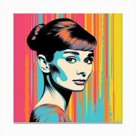 Portrait Of Audrey Hepburn - Andy Warhol Style3 Canvas Print