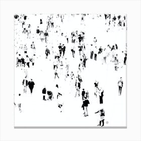 People And Pigeons - square art photo photography black and white crowd crowdscape Canvas Print