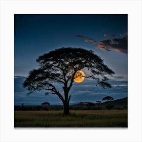 Full Moon Over The Savannah Canvas Print