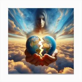 Broken Earth In Woman'S Hands Canvas Print