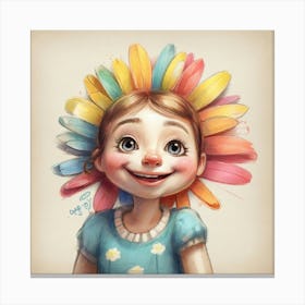 Little Girl With Colorful Hair 1 Canvas Print