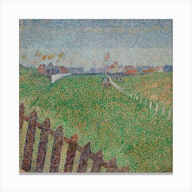 Fence And A Field Canvas Print