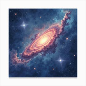 Cosmic Watercolor With Nebulous Star Formations 1 Canvas Print