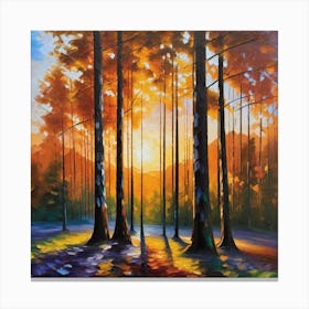 Sunset In The Forest 49 Canvas Print