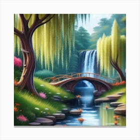 River Surrounded By Willow Trees More Trees 8 Canvas Print