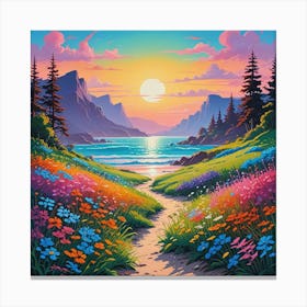 Sunset In The Meadow 6 Canvas Print