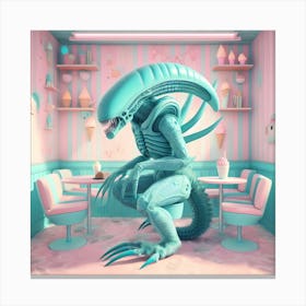Alien In Ice Cream Parlor 2 Canvas Print