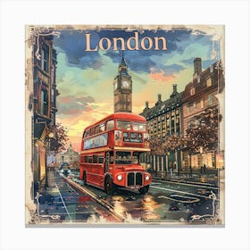 London PostCard Artwork Canvas Print