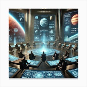 A Powerful Scene Depicting The High Council Of Mar Canvas Print