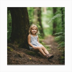 Little Girl In The Forest Canvas Print