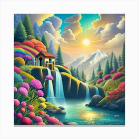 Rainbow Waterfall Canvas Print