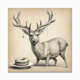 Deer With A Donut Canvas Print