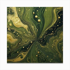 olive gold abstract wave art 3 Canvas Print