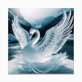 Swan In The Snow Canvas Print