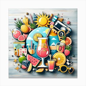 Summer Vacation Vector Illustration Canvas Print