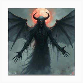 Demonic Soul With A Watercolor Haunted Atmosphere, Dark 1 Canvas Print