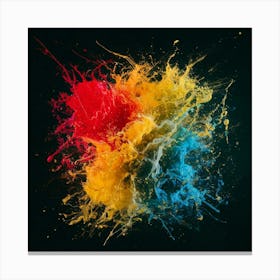 Colorful Paint Splash On Black Background Canvas Print