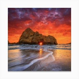 Sunset At Pfeiffer Beach In Big Sur California Canvas Print