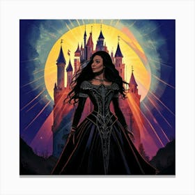 Firefly Gothic, Woman, Sinister, Medieval, Castle, Sun, Colored Rays, Dramatic, Eerie, Mysterious, D (1) Canvas Print