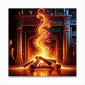 Fire In The Fireplace 1 Canvas Print