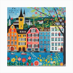 Kids Travel Illustration Zurich 1 Canvas Print