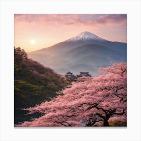 Japanese Sakura In Mountain 14 Canvas Print