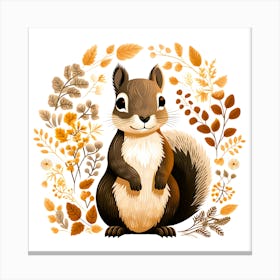 Squirrel In Autumn Leaves 1 Canvas Print