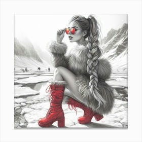Girl In Red Boots 1 Canvas Print