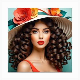 Beautiful Woman In A Hat Canvas Print