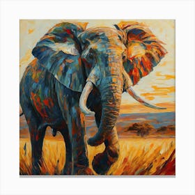 Elephant In The Grass art print Canvas Print