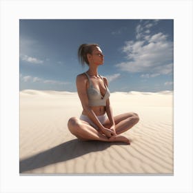 Meditating Woman In The Desert Canvas Print